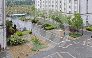 Dormitory of chinese language and culture college in rain, adobe rgb