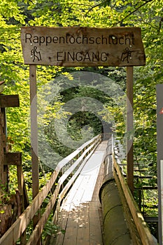 Entrance to the Rappenloch valley in Dornbirn in Austria