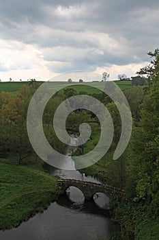 Dorothy Vernon`s Bridge Over The Wye, Haddon Hall, Bakewell, UK