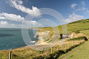 Dorset coastal path. Dancing Ledge