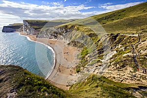 Dorset coastline looking towards Durdle Door, the route of the South-West coastal path, United Kingdom