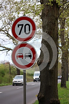 Dorsten, germany, 1 may speed limits on the road macro background high quality prints