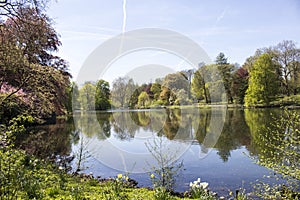 Dortmund Citys Romberg Park lake in North Rhine Westphalia sunny spring time