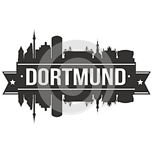 Dortmund Germany Euro Europe Icon Vector Art Design Skyline Flat City Silhouette Editable Template