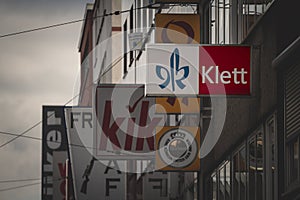 DORTMUND, GERMANY - NOVEMBER 5, 2022: Logo of Ernst Klett Verlag on their office for Dortmund. Klett is a german edition and book