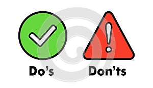Dos And Don\'ts Green Red Warning Signs Symbol Illustration