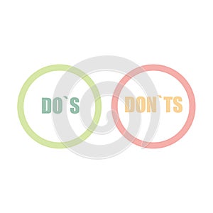 Dos and Donts on white background Vector illustration