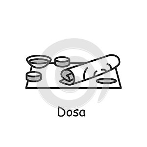 Dosa line icon. Traditional Indian dish. Editable vector illustration