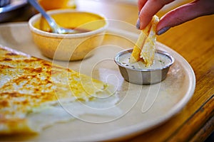 Dosa Popular South Indian Food. close-up. Traditional Indian dish