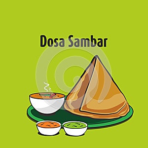 Dosa sambar south indian food vector illustration