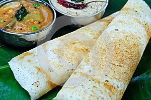Dosa with Sambhar and chutney