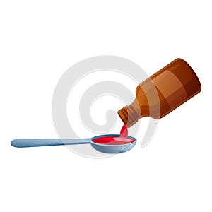 Dosage cough syrup icon, cartoon style