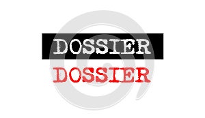 dossier rubber stamp badge with typewriter set text logo design