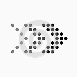 Dot arrow icon. Halftone effect. Isolated graphic element. Stock - Vector illustration.