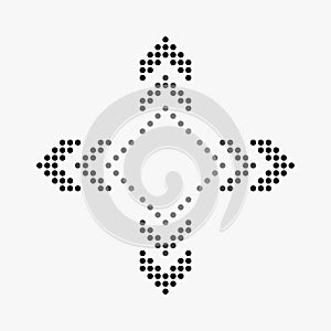 Dot arrow icon. Halftone effect. Isolated graphic element. Stock - Vector illustration.