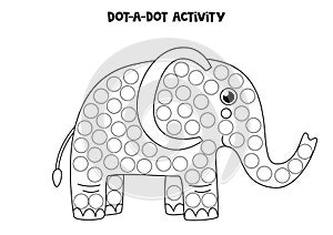 Dot a dot game for preschool kids. Cute elephant.