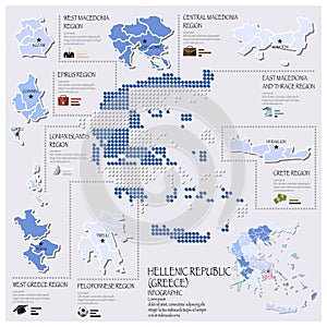 Dot And Flag Map Of Greece Hellenic Republic Infographic