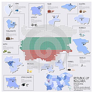 Dot And Flag Map Of Republic Of Bulgaria Infographic Design
