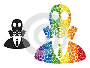 Dot Gasmask Boss Collage Icon of Rainbow Spheric Dots