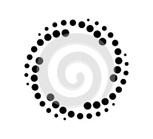 Dot gradient round spiral frame. Halftone effect vortex circle icon with dotted pattern. Progress round loader. Half