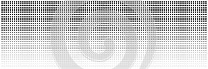 Dot halftone background. Abstract gradient black dots background. Halftone effect. Dot seamless horizontal geometric pattern.