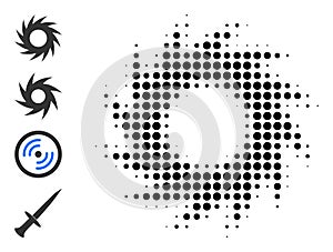 Dot Halftone Circular Cutter Icon and Other Icons