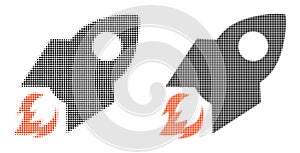 Dot Halftone Rocket Flight Icon