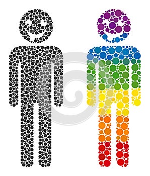 Dot Idiot Person Mosaic Icon of Bright Round Dots