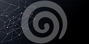 Dot line nodes connection plexus pattern abstract background. Vector network black polygon pattern background