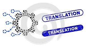 Dot Mosaic Digital Gearwheel with Grunge Translation Seals
