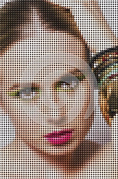 Dot mosaic fashion portrait of a beautiful woman