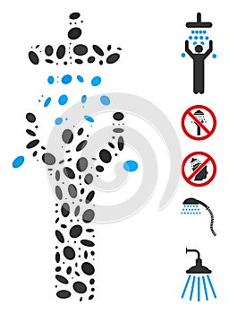 Dot Mosaic Man Under Shower
