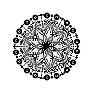 Dot painting black and white mandala