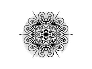 Dot painting black and white mandala