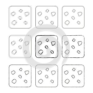 Dot pattern set. Square shape texture. Vector abstract element. Minimal figure design.