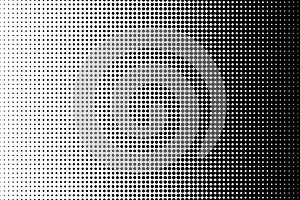 Dot perforation texture. Dots halftone pattern. Fade shade background. Noise gradation. Black pattern isolated on white background photo