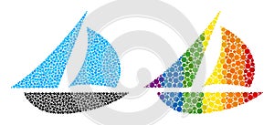 Dot Sailing Boat Mosaic Icon of LGBT-Colored Spheres