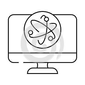 dot technology quantum line icon vector illustration