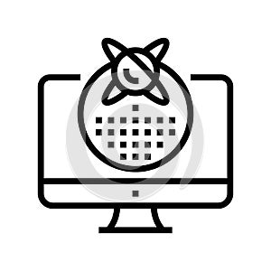 dot technology quantum line icon vector illustration