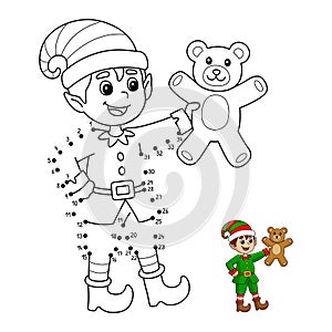 Dot to Dot Christmas Elf Isolated Coloring Page