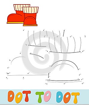 Dot to dot Christmas puzzle. Connect dots game. Boots vector illustration