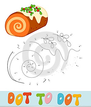 Dot to dot Christmas puzzle. Connect dots game. Dessert vector illustration