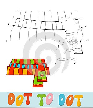 Dot to dot Christmas puzzle. Connect dots game. Scarf vector illustration