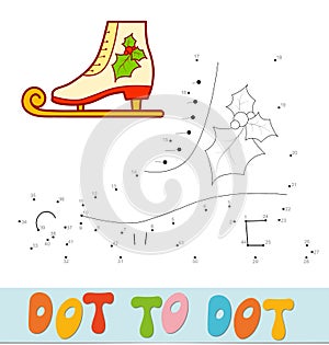 Dot to dot Christmas puzzle. Connect dots game. Skates vector illustration