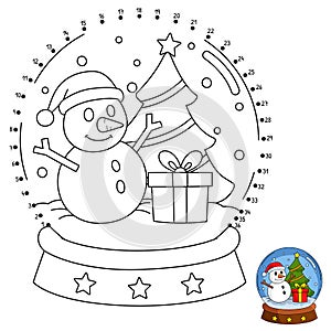 Dot to Dot Christmas Snow Globe Isolated Coloring