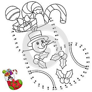 Dot to Dot Christmas Stocking Isolated Coloring