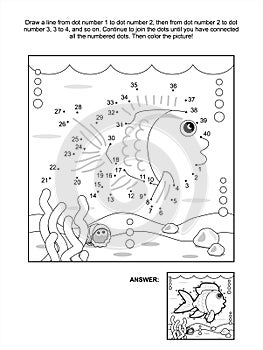 Dot-to-dot and coloring page - fish