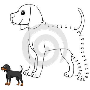 Dot to Dot Coonhound Dog Isolated Coloring Page