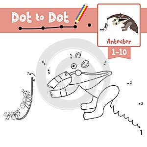 Dot to dot educational game and Coloring book Anteater eating ants vector illustration