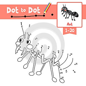 Dot to dot educational game and Coloring book Black ants vector illustration